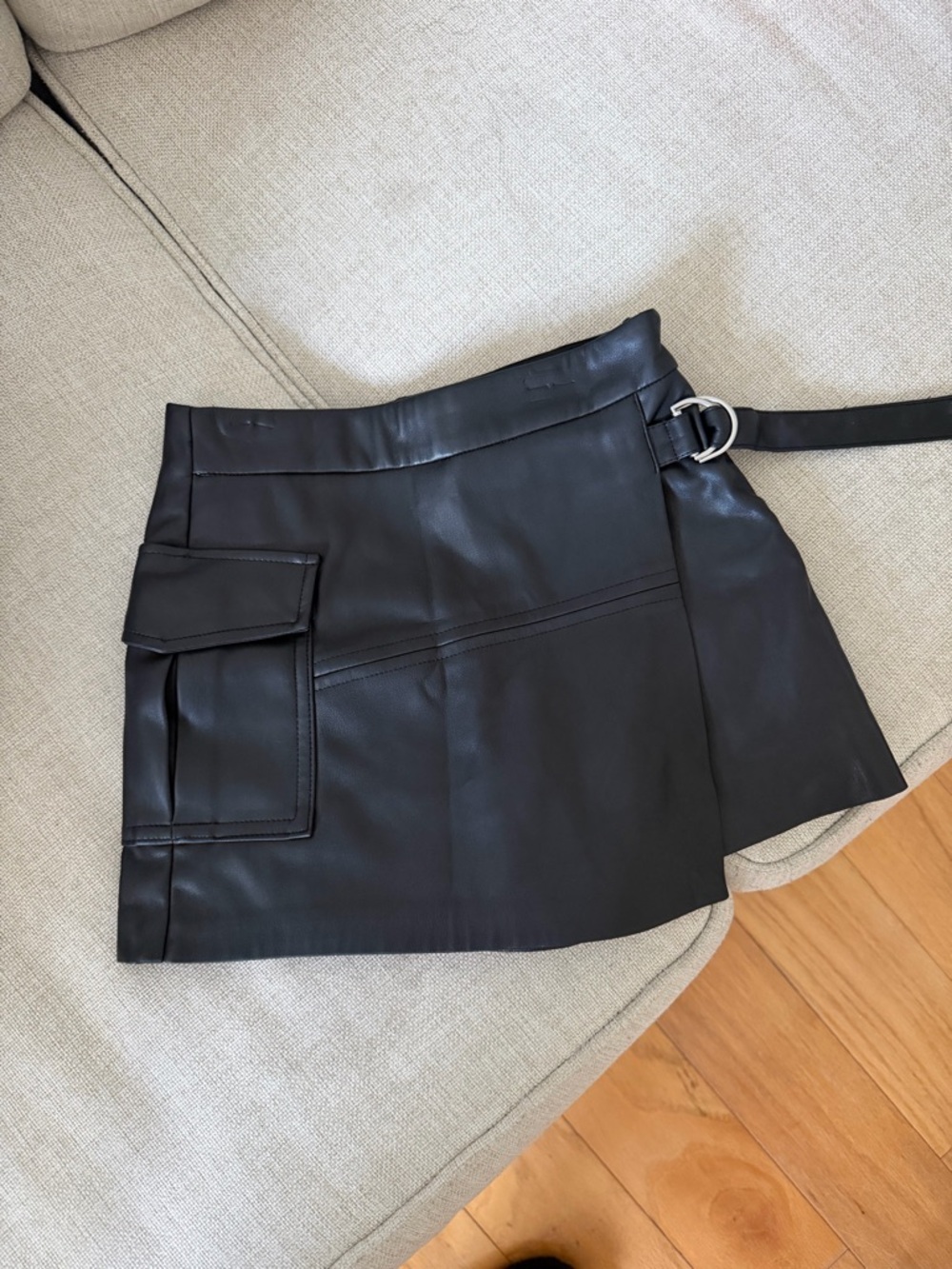 Zara Black Faux Leather Mini Skirt with Elastic Waistband